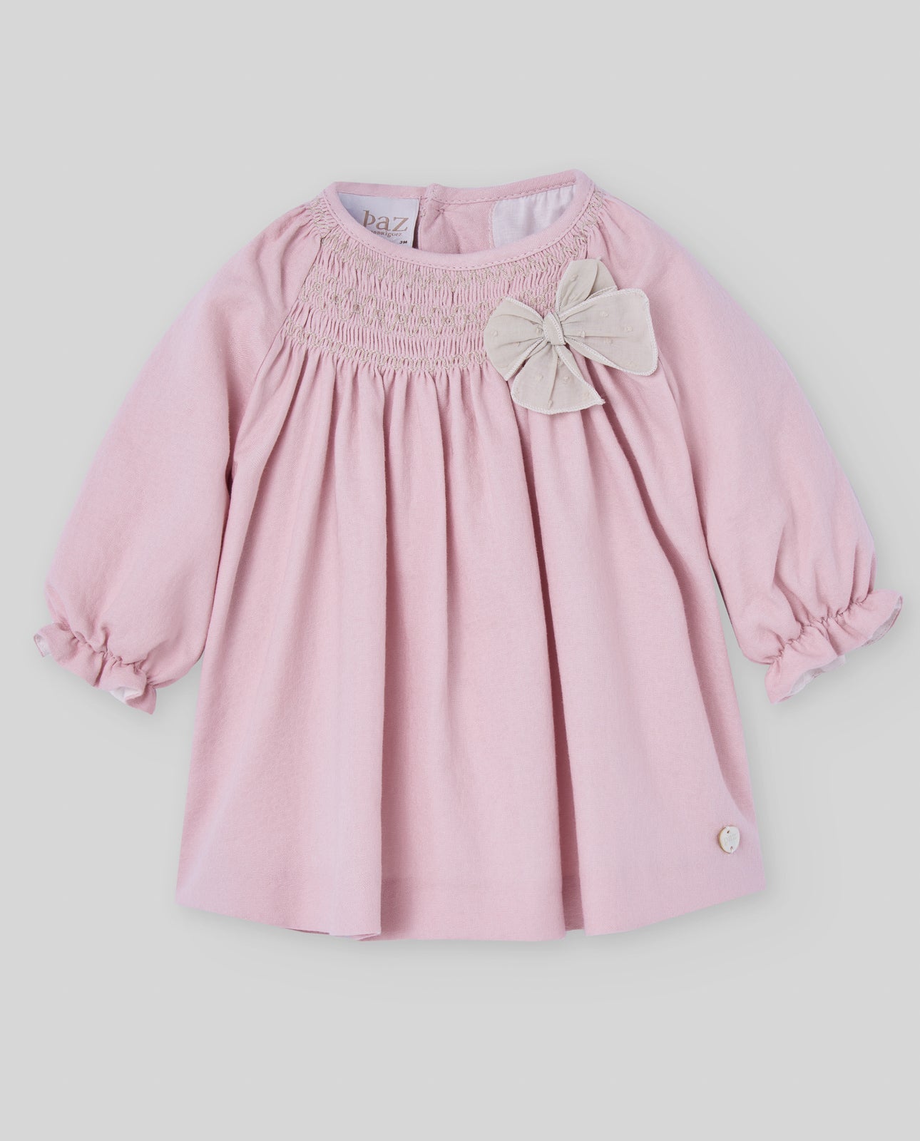 ABITO ROSA PALO CON FIOCCO BEIGE PAZ RODRIGUEZ - Angel Luxury