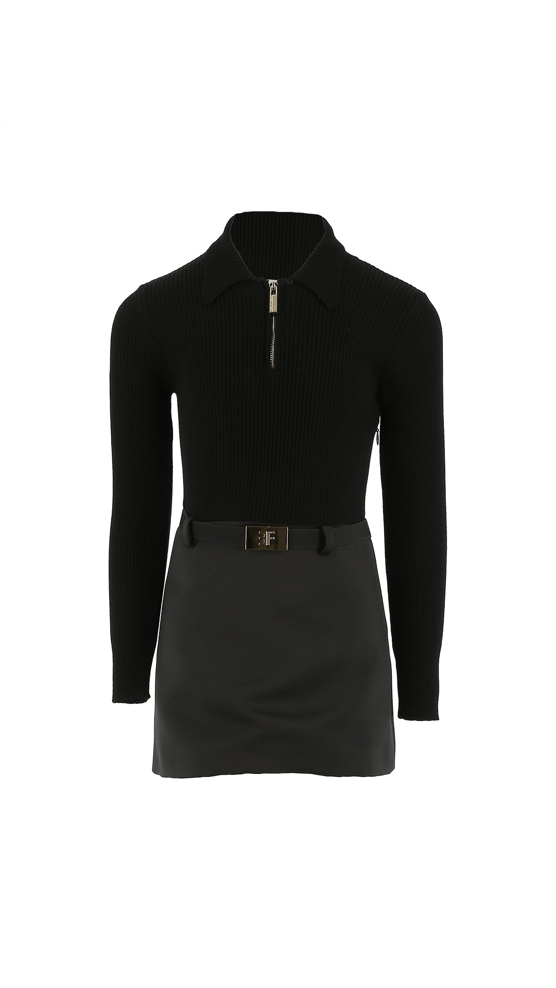 ABITO TRICOT CON GONNA NERO CON LOGO PANNA ELISABETTA FRANCHI - Angel Luxury
