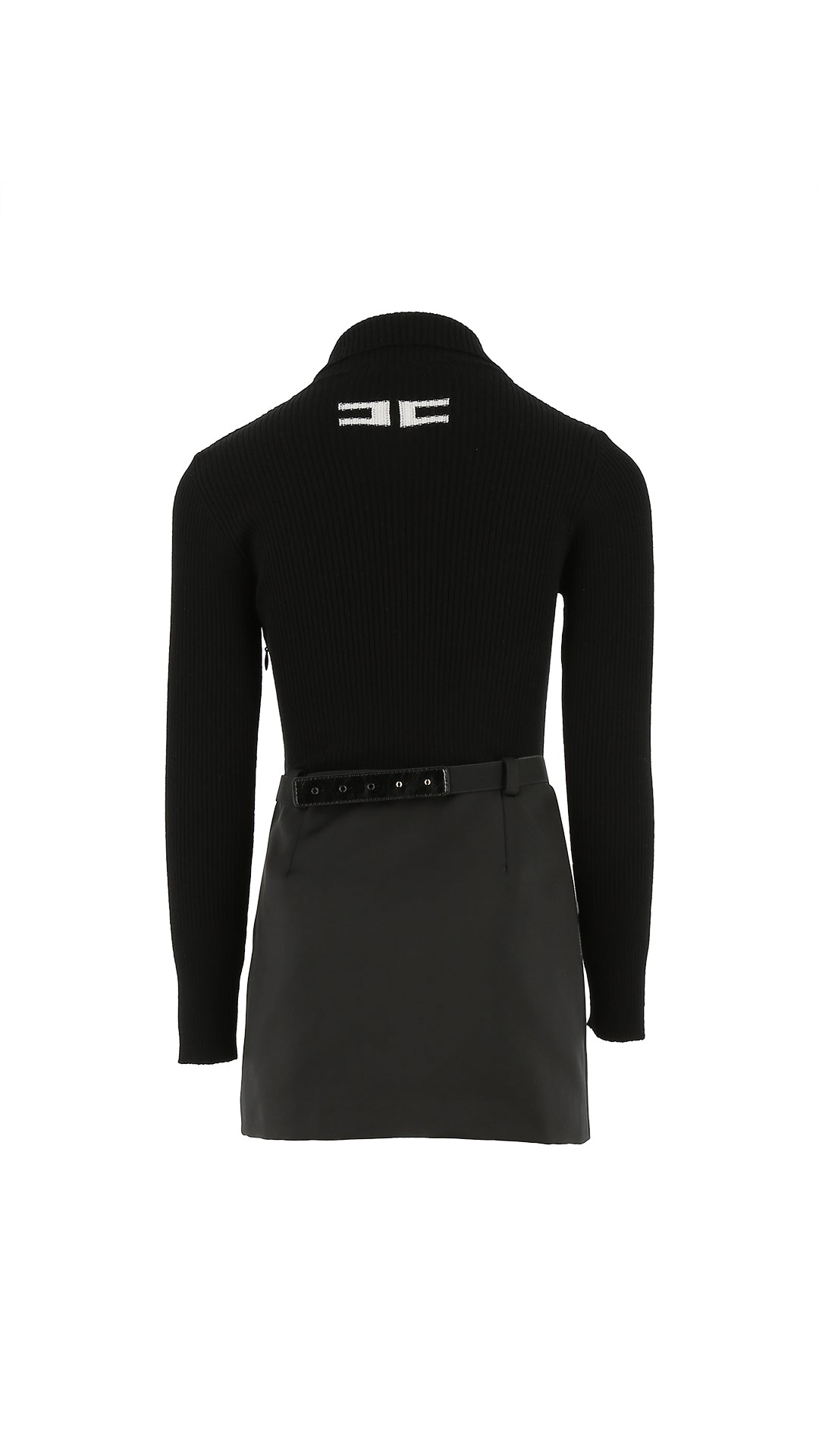 ABITO TRICOT CON GONNA NERO CON LOGO PANNA ELISABETTA FRANCHI - Angel Luxury