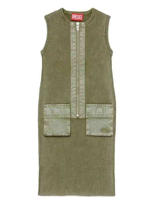 ABITO VERDE A COSTINE CON TASCHE E ZIP DIESEL - Angel Luxury