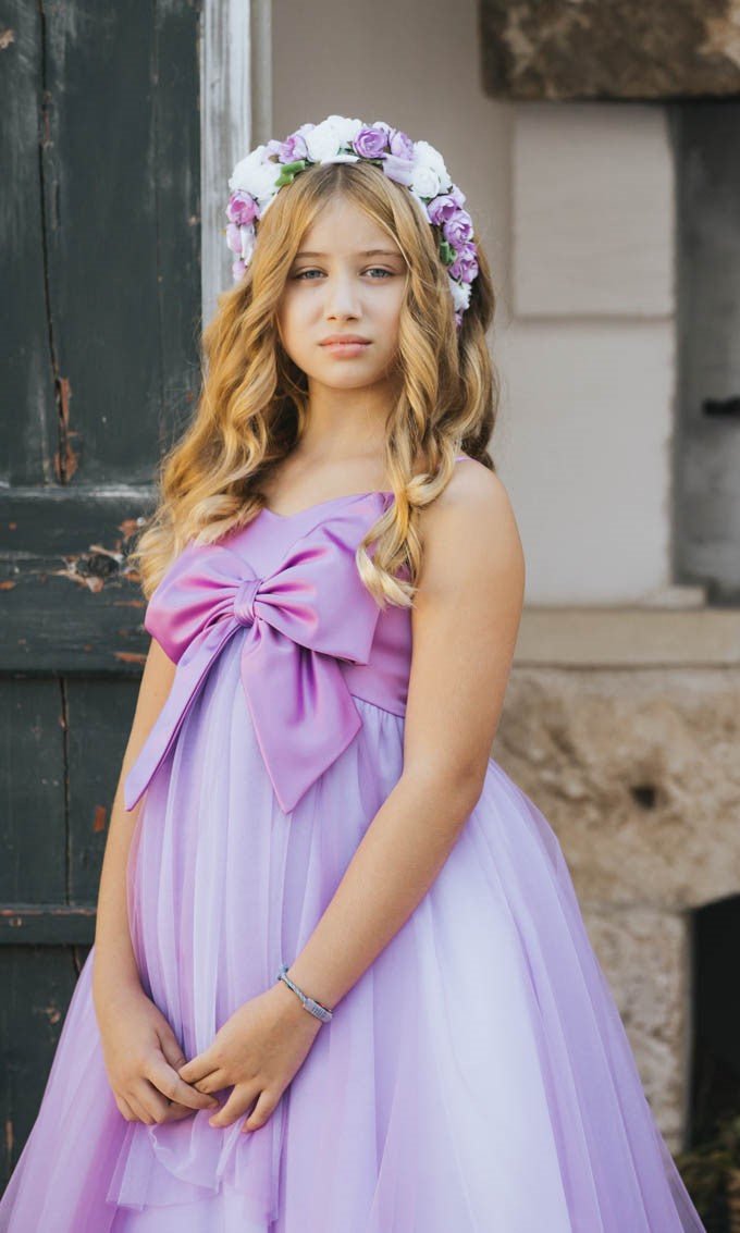 ABITO VIOLA CON FIOCCO COLORI CHIARI - Angel Luxury