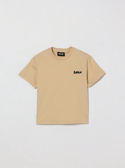 T-SHIRT BEIGE CON LOGO SUL RETRO NERO BARROW