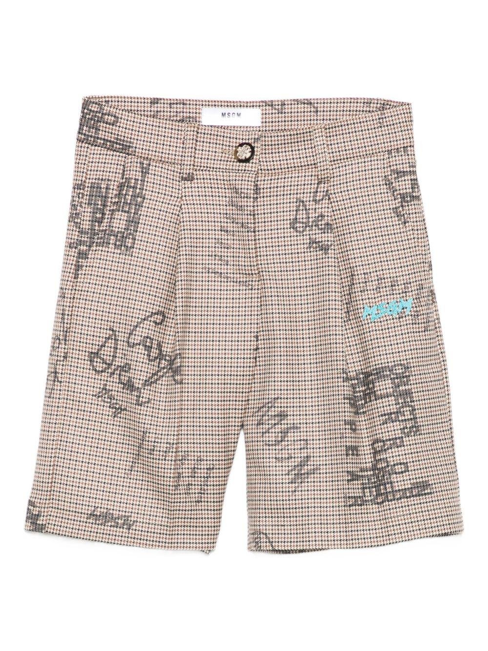 BERMUDA BEIGE IN GRAFFITO LOGATO MSGM - Angel Luxury