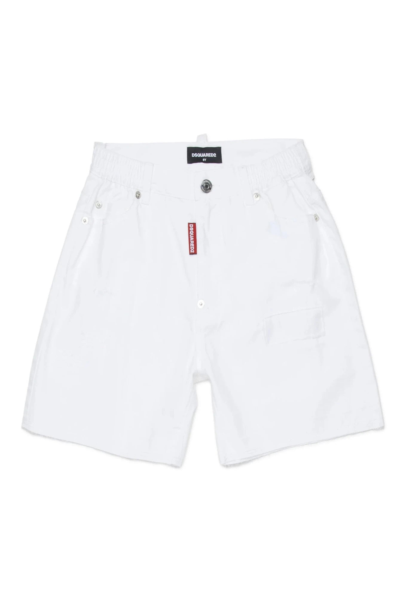 BERMUDA BIANCO CON STRAPPI E ELASTICO IN VITA DSQUARED2 - Angel Luxury