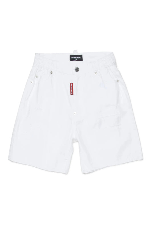 BERMUDA BIANCO CON STRAPPI E ELASTICO IN VITA DSQUARED2 - Angel Luxury