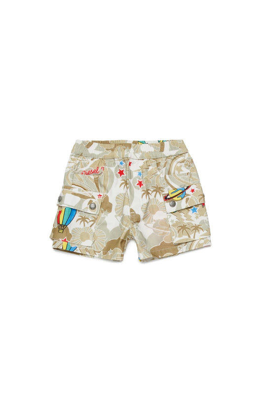 BERMUDA CARGO BEIGE CON FANTASIA CON LOGO DIESEL - Angel Luxury