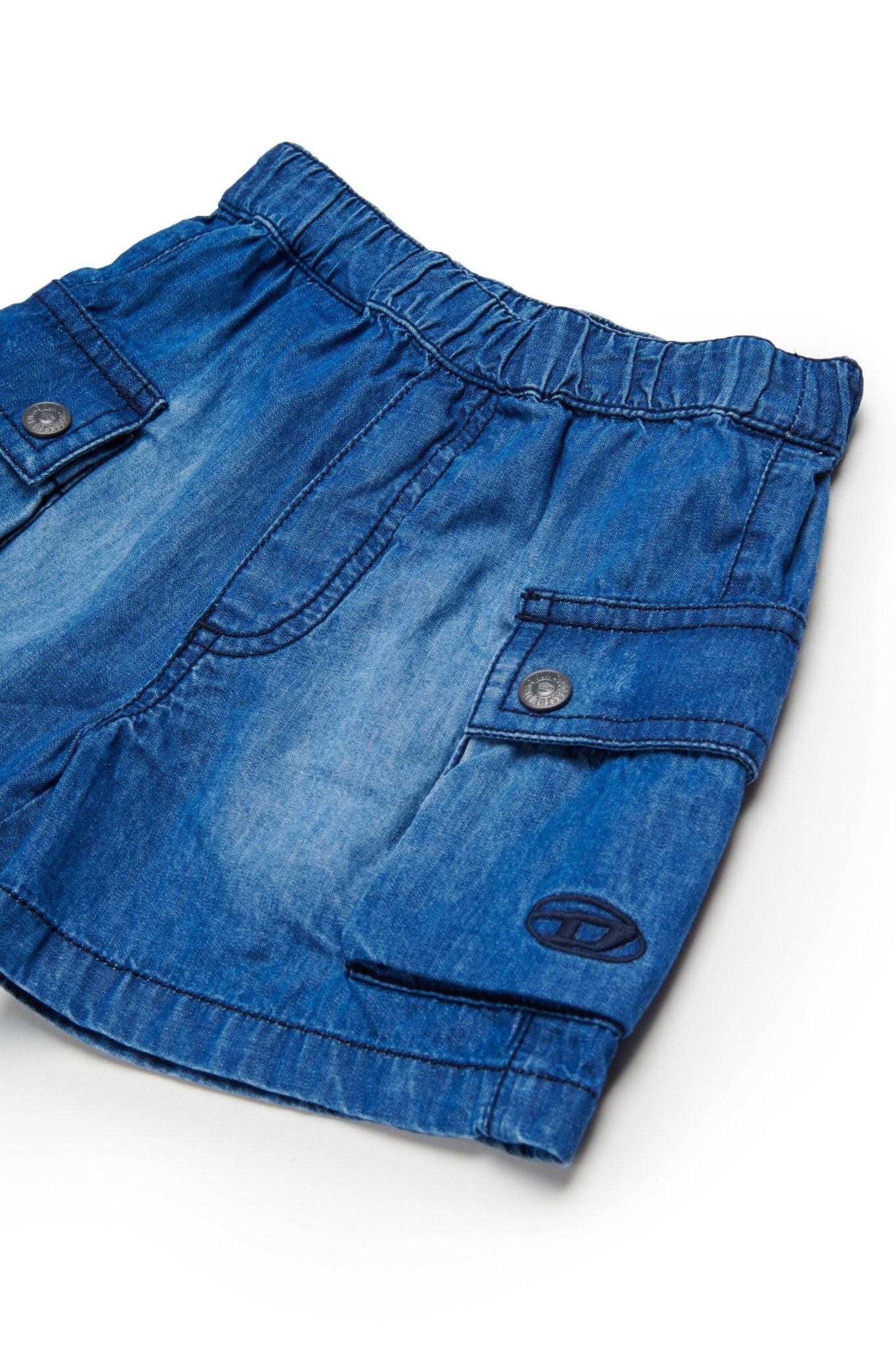 BERMUDA CARGO IN DENIM CON LOGO IN RICAMO BLU DIESEL - Angel Luxury