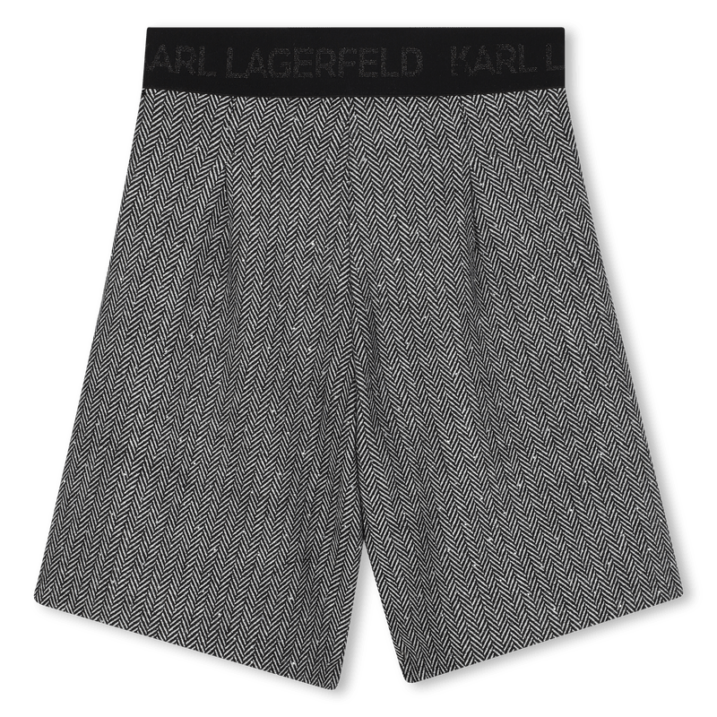 BERMUDA CON STRASS ELASTICO IN VITA NERO LOGATO KARL LAGERFELD - Angel Luxury
