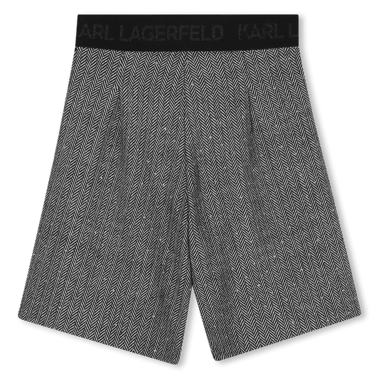BERMUDA CON STRASS ELASTICO IN VITA NERO LOGATO KARL LAGERFELD - Angel Luxury