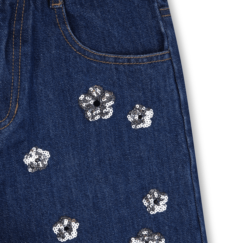 BERMUDA IN DENIM BLU CON MARGHERITE IN PAILLETTES MARC JACOBS - Angel Luxury