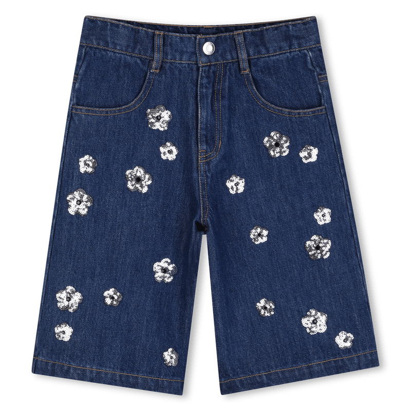 BERMUDA IN DENIM BLU CON MARGHERITE IN PAILLETTES MARC JACOBS - Angel Luxury