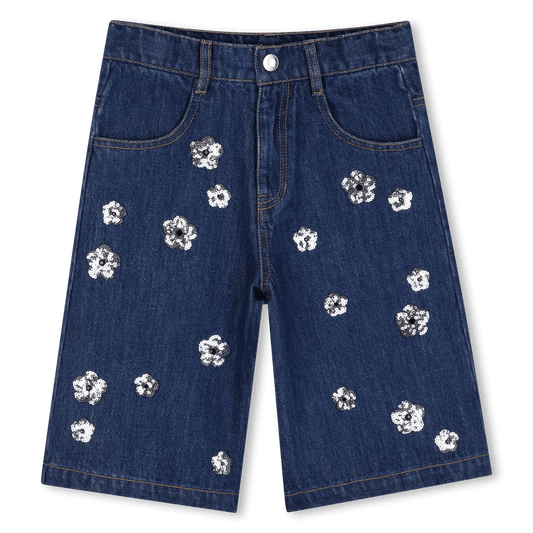 BERMUDA IN DENIM BLU CON MARGHERITE IN PAILLETTES MARC JACOBS - Angel Luxury