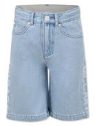 BERMUDA IN DENIM CHIARO CON LOGO STELLA MCCARTNEY - Angel Luxury