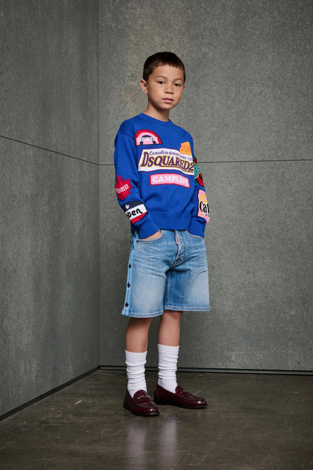 BERMUDA IN DENIM CON BANDE LATERALI DSQUARED2 - Angel Luxury