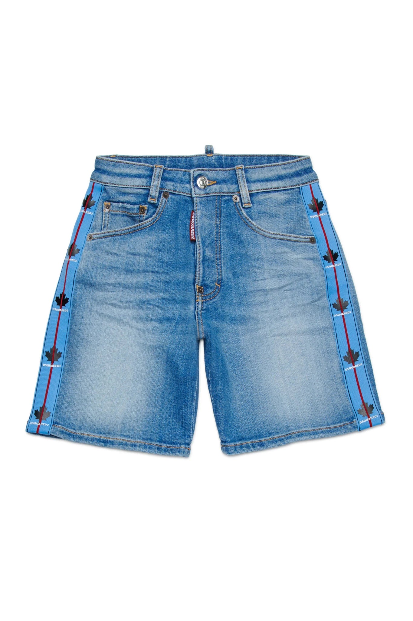 BERMUDA IN DENIM CON BANDE LATERALI DSQUARED2 - Angel Luxury