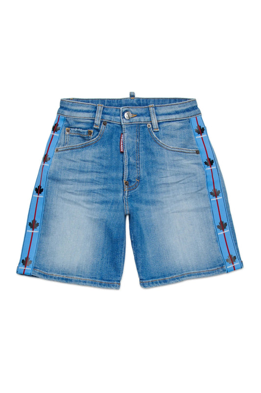 BERMUDA IN DENIM CON BANDE LATERALI DSQUARED2 - Angel Luxury