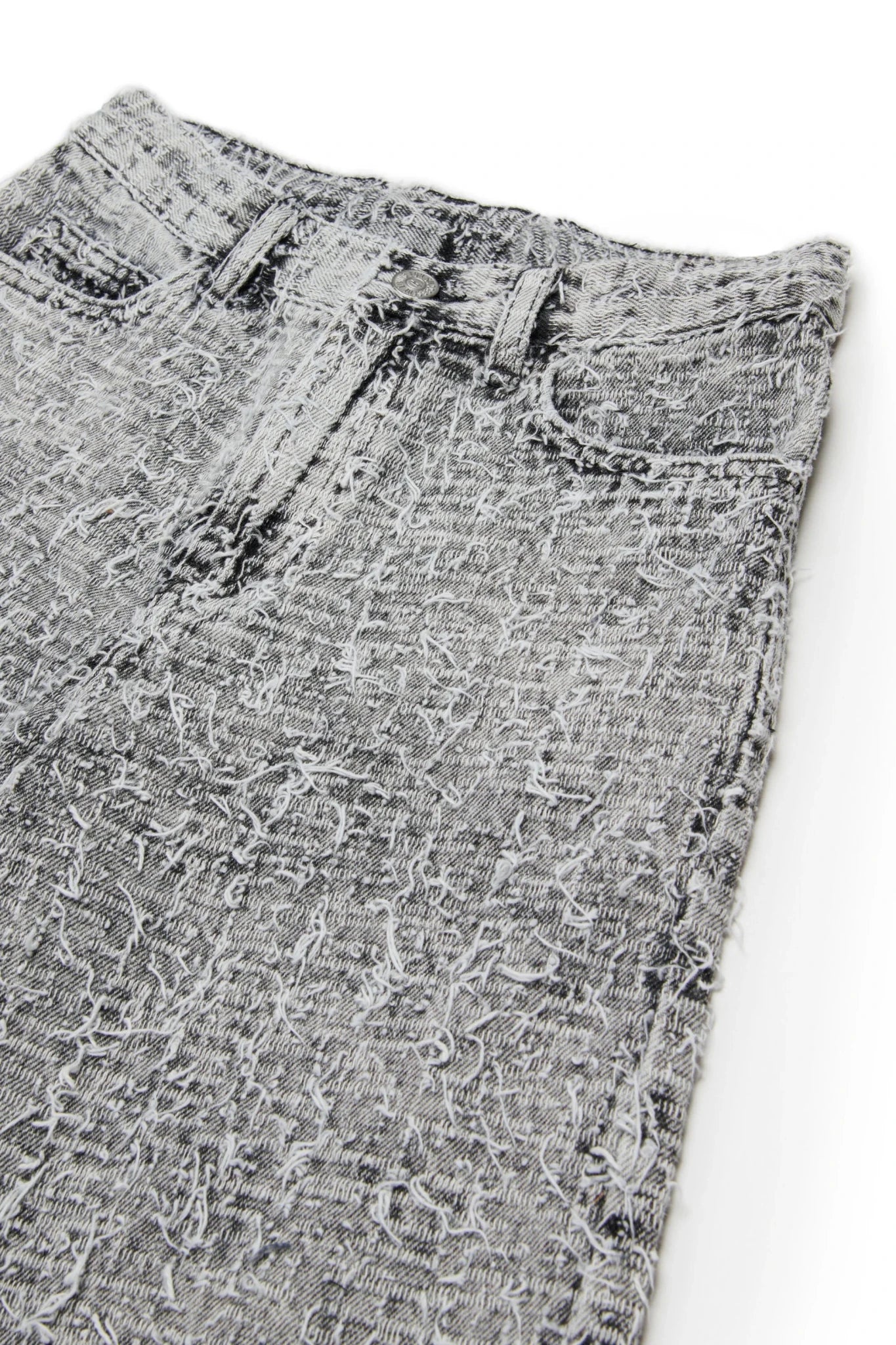 BERMUDA IN DENIM GRIGIO/NERO EFFETTO SFRANGIATO DIESEL - Angel Luxury