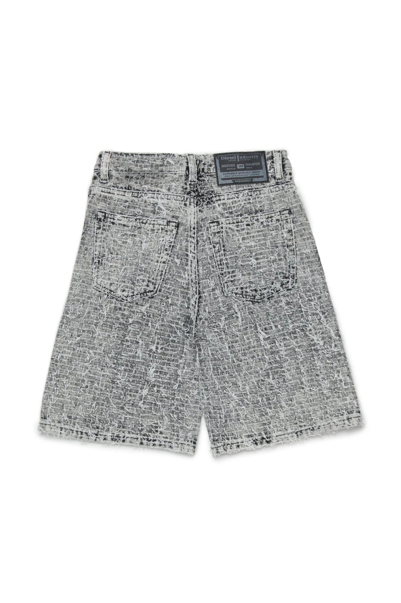 BERMUDA IN DENIM GRIGIO/NERO EFFETTO SFRANGIATO DIESEL - Angel Luxury
