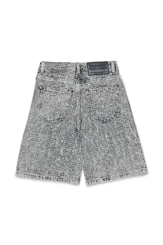 BERMUDA IN DENIM GRIGIO/NERO EFFETTO SFRANGIATO DIESEL - Angel Luxury