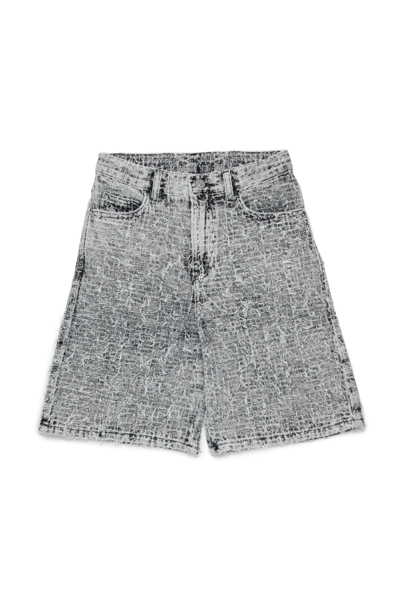 BERMUDA IN DENIM GRIGIO/NERO EFFETTO SFRANGIATO DIESEL - Angel Luxury