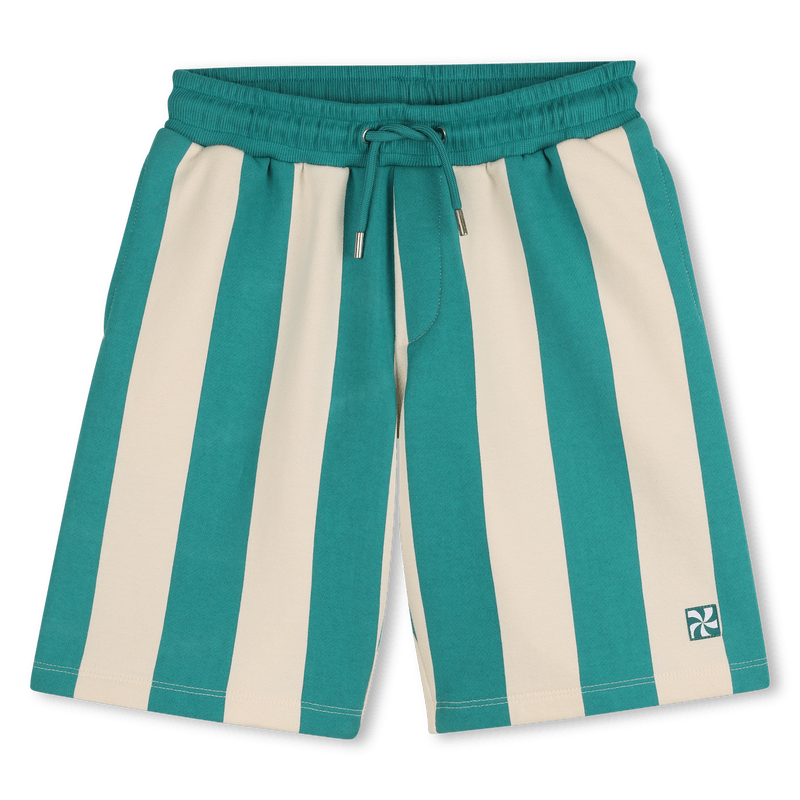 BERMUDA IN FELPA A RIGHE PANNA/VERDE OLIVA KIDS AROUND - Angel Luxury