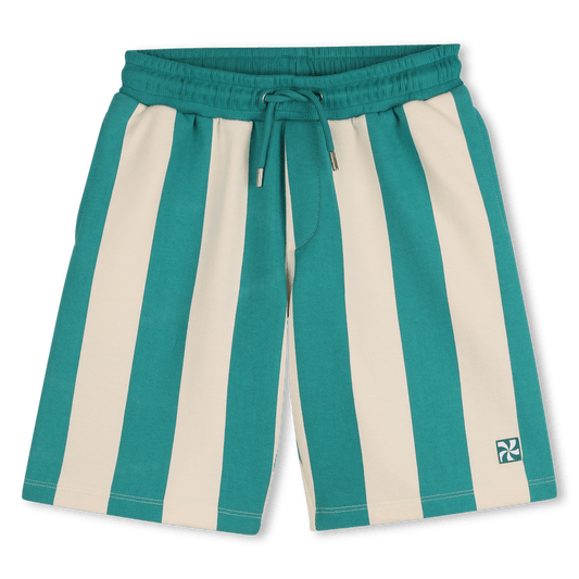 BERMUDA IN FELPA A RIGHE PANNA/VERDE OLIVA KIDS AROUND - Angel Luxury