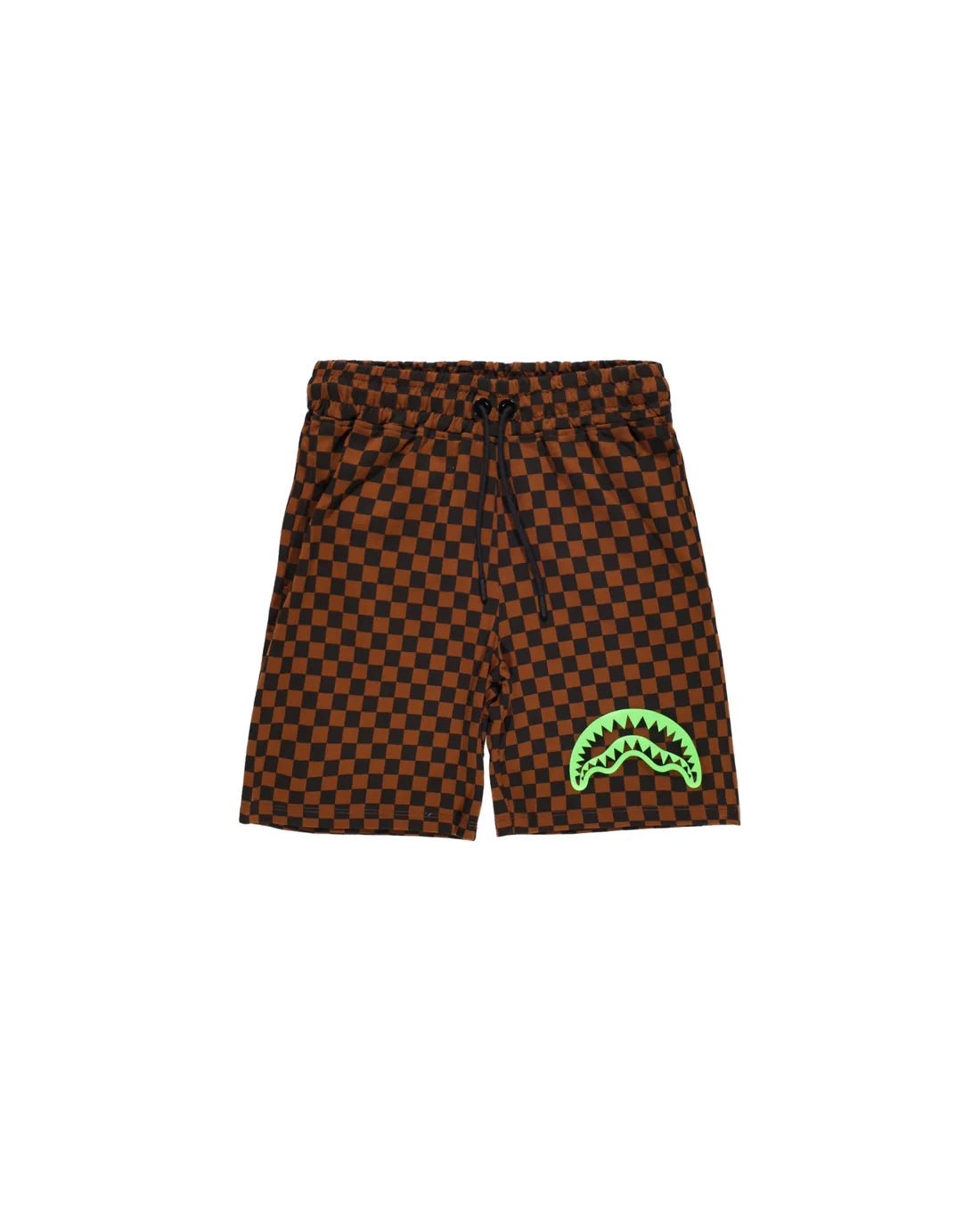 BERMUDA MARRONE CON LOGO VERDE FLUO SPRAYGROUND - Angel Luxury