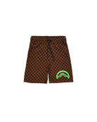 BERMUDA MARRONE CON LOGO VERDE FLUO SPRAYGROUND - Angel Luxury