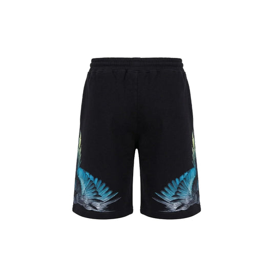 BERMUDA NERO CON STAMPA BLU MARCELO BURLON - Angel Luxury