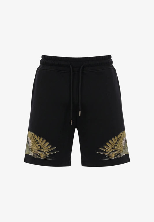 BERMUDA NERO CON STAMPA MARCELO BURLON - Angel Luxury