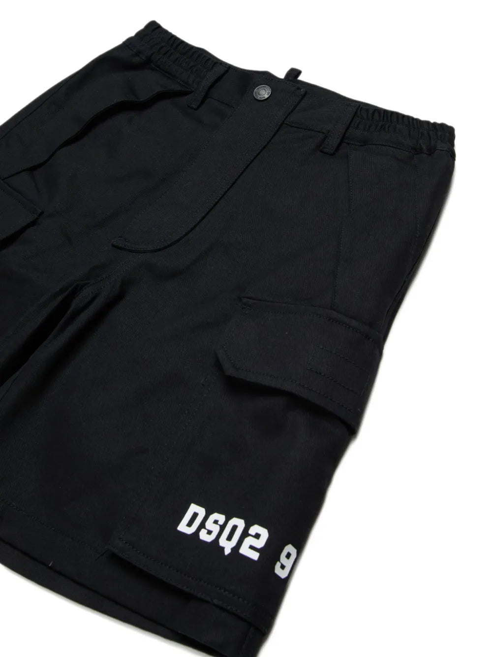 BERMUDA NERO CON TASCHE E LOGO BIANCO DSQUARED2 - Angel Luxury