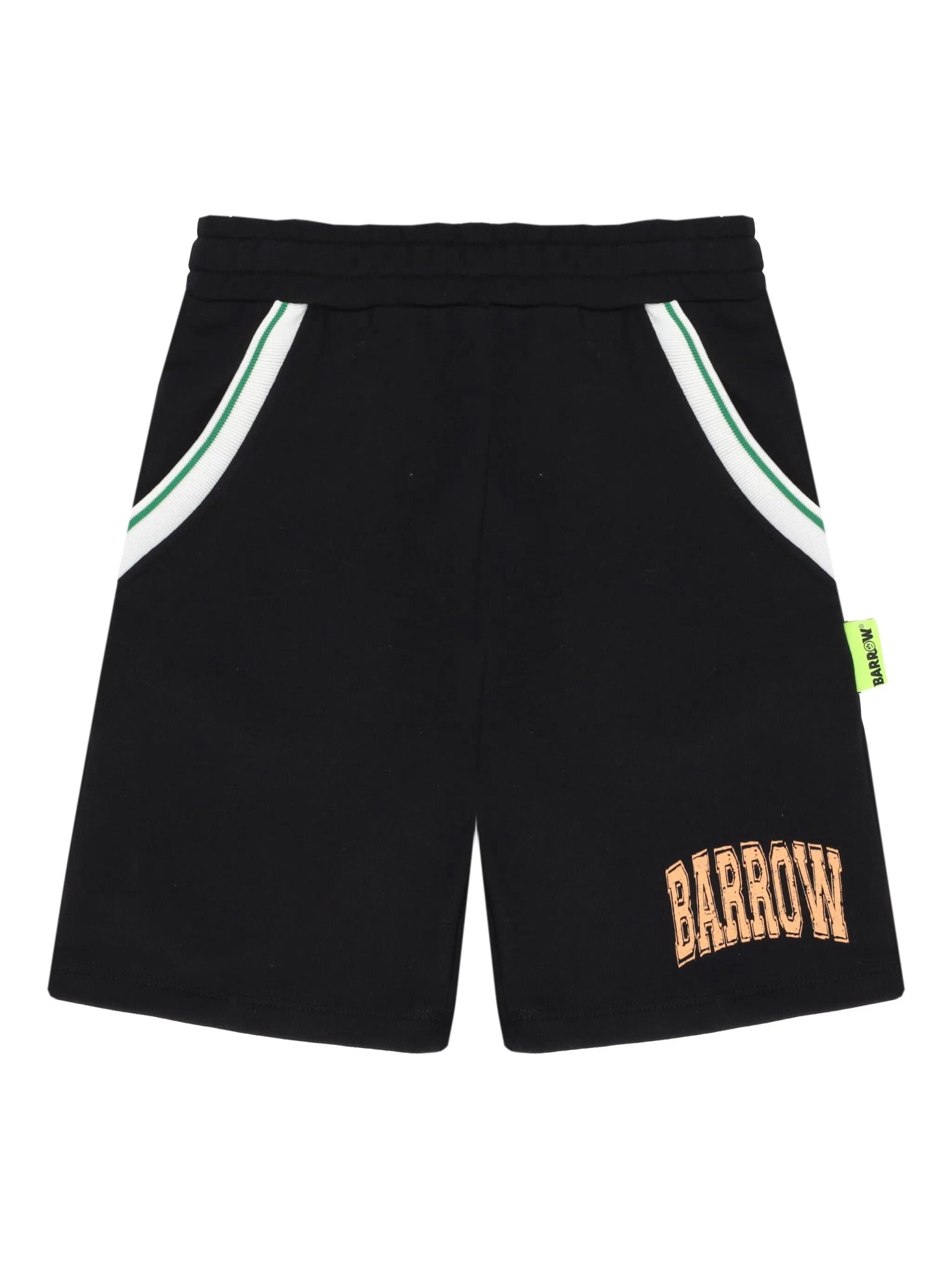 BERMUDA NERO SPORTIVO CON LOGO ARANCIO BARROW - Angel Luxury