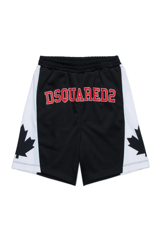 BERMUDA NERO STILE BASKET CON LOGO DSQUARED2 - Angel Luxury