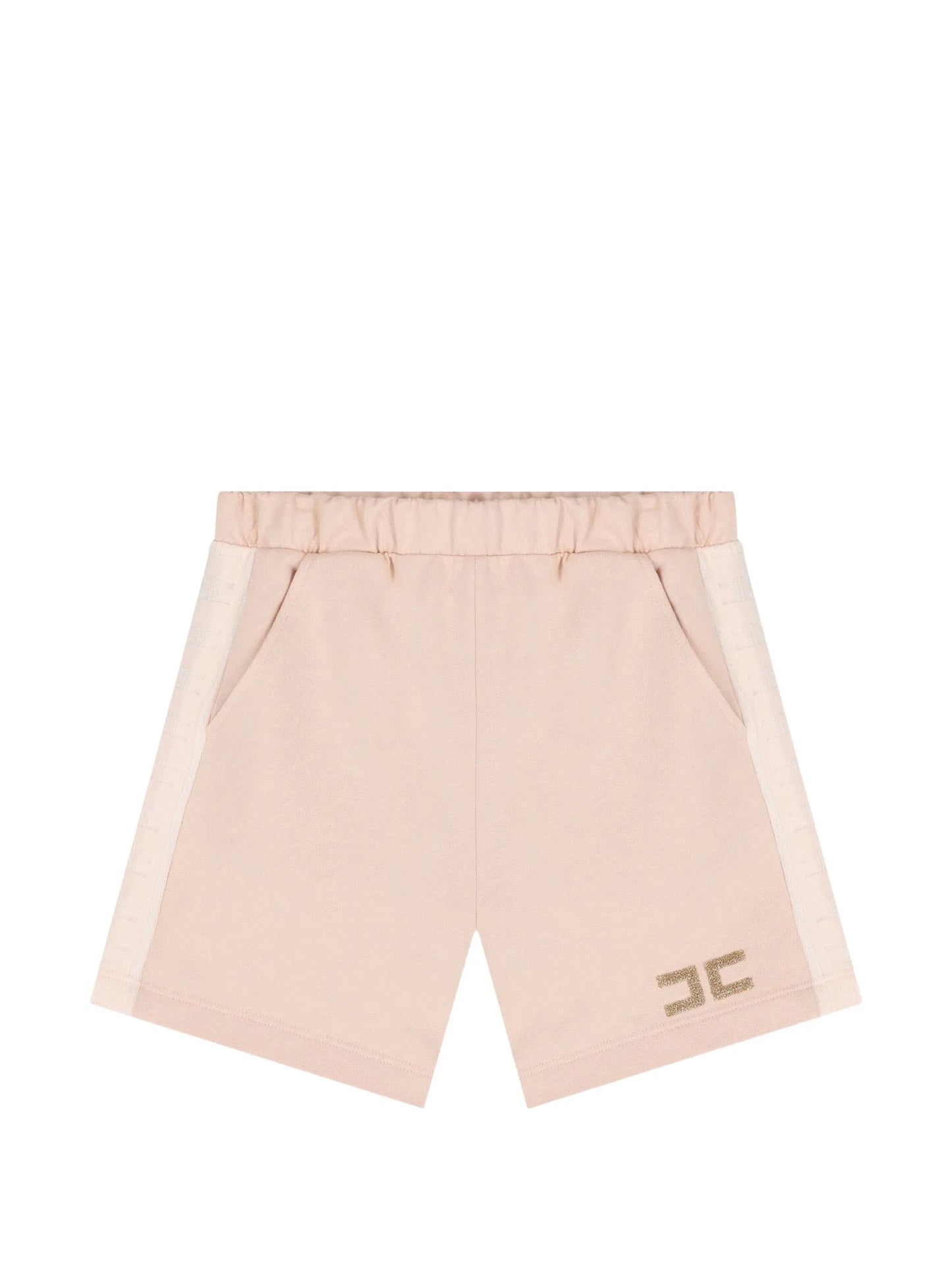 BERMUDA ROSA IN FELPA CON BANDE LOGATE IN PAILLETTES ELISABETTA FRANCHI - Angel Luxury