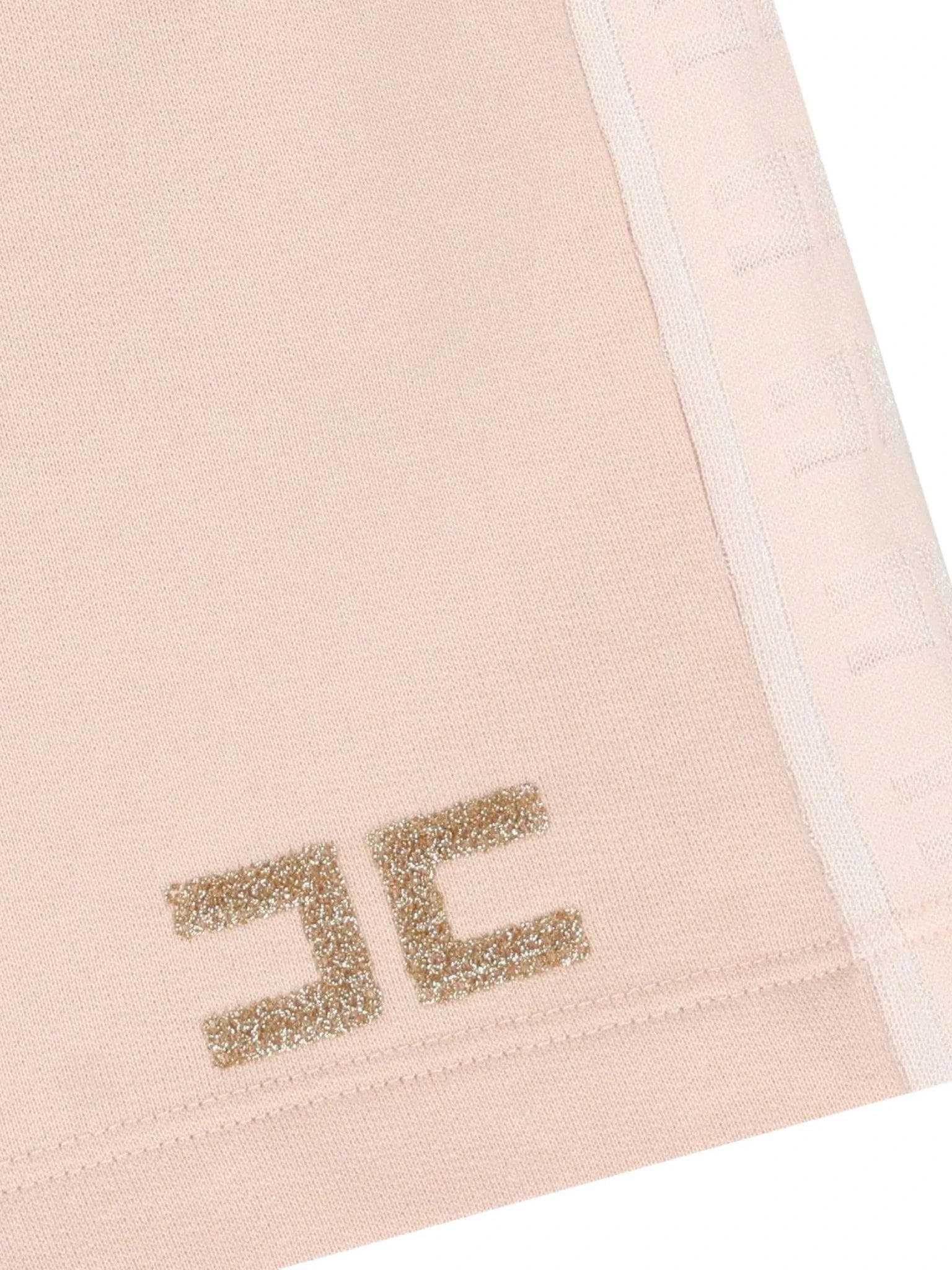 BERMUDA ROSA IN FELPA CON BANDE LOGATE IN PAILLETTES ELISABETTA FRANCHI - Angel Luxury