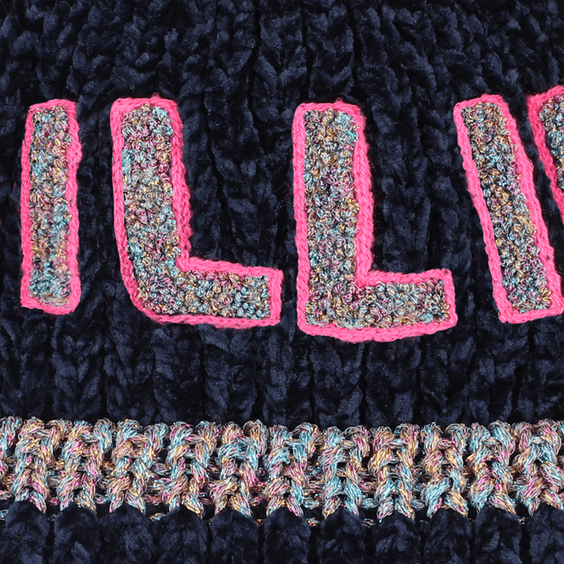 BERRETTO BLU CON POMPON FUCSIA LOGO BILLIEBLUSH - Angel Luxury