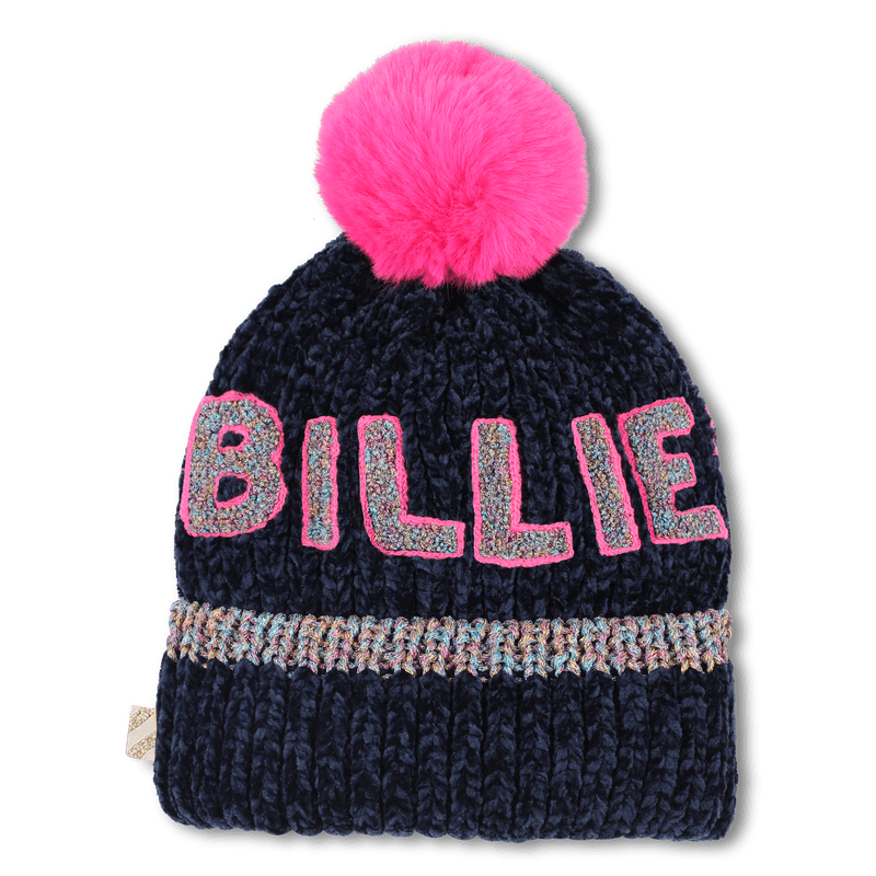 BERRETTO BLU CON POMPON FUCSIA LOGO BILLIEBLUSH - Angel Luxury