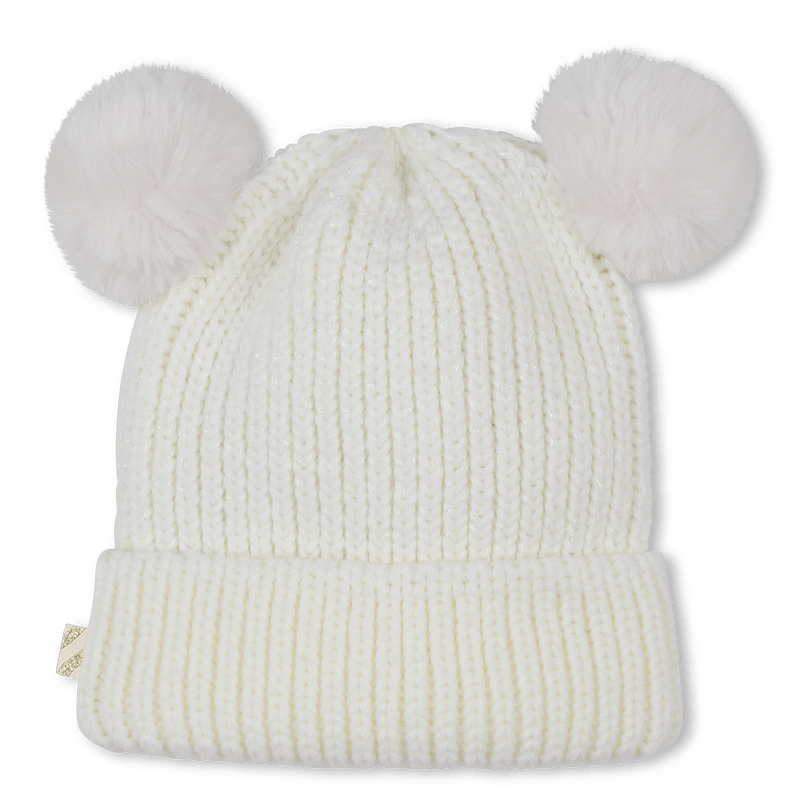 BERRETTO CON DUE POMPON PANNA CON LOGO ORO BILLIEBLUSH - Angel Luxury