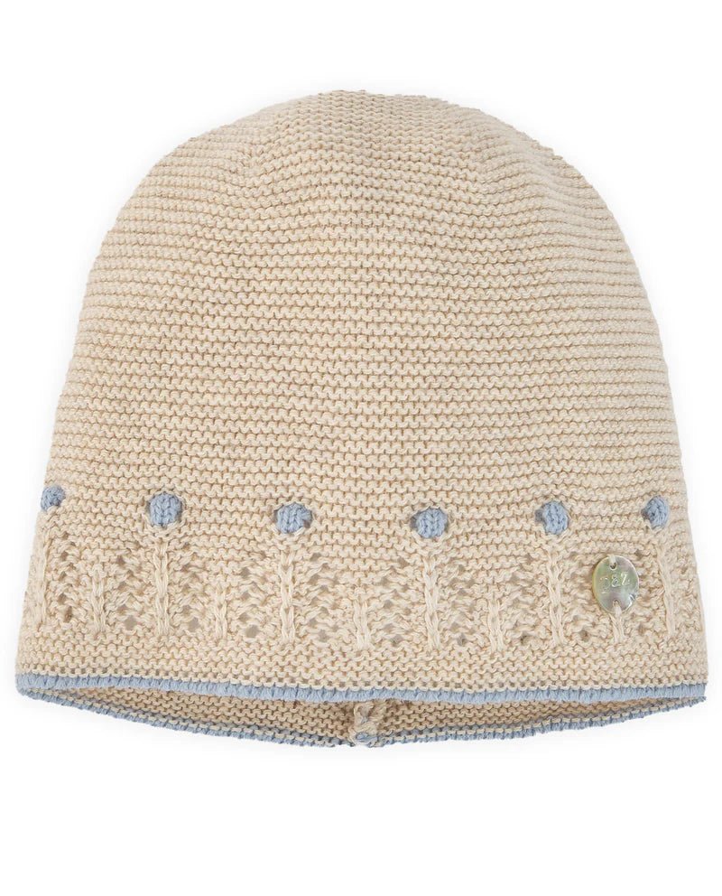 BERRETTO PER NEONATO BEIGE/CELESTE PAZ RODRIGUEZ - Angel Luxury