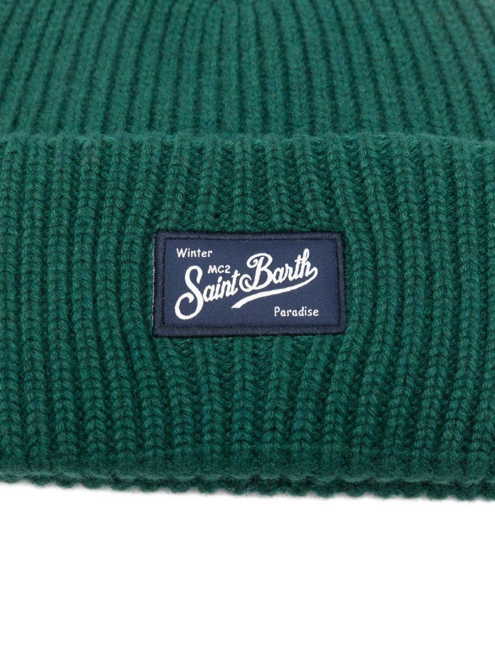 BERRETTO VERDE IN LANA CON LOGO BLU MC2 SAINT BARTH - Angel Luxury