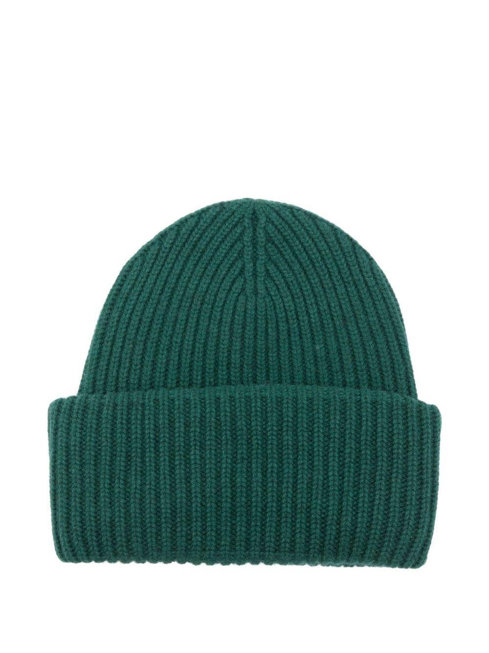 BERRETTO VERDE IN LANA CON LOGO BLU MC2 SAINT BARTH - Angel Luxury