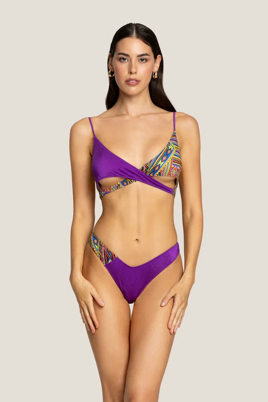 BIKINI VIOLA/MULTICOLOR CON TOP INCROCIO 4GIVENESS - Angel Luxury