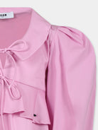 BLUSA ROSA CON FIOCCHI CON LOGO NERO MSGM - Angel Luxury