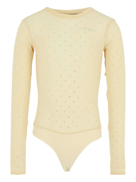 BODY NUDE CON STRASS E LOGO PINKO - Angel Luxury