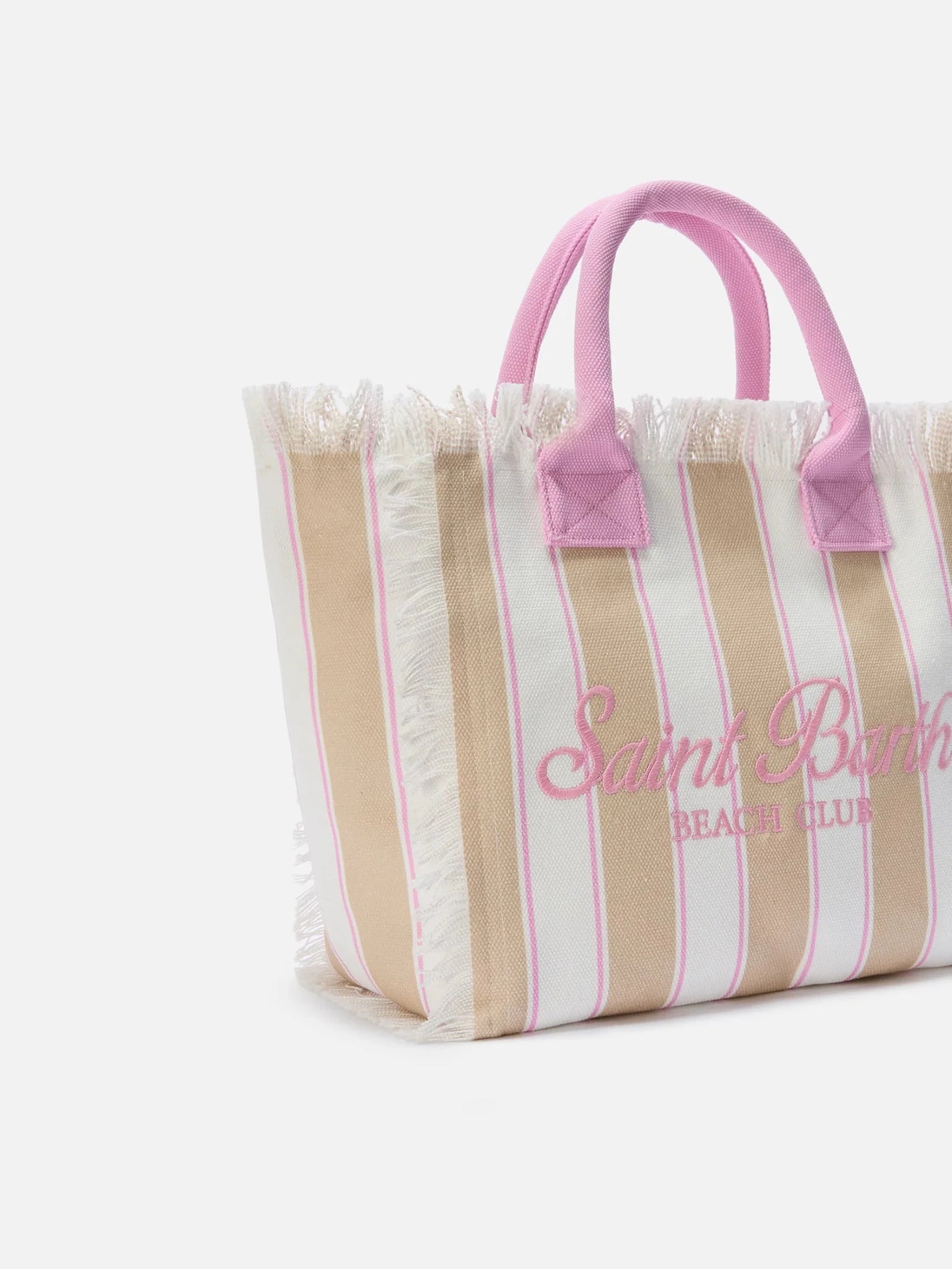 BORSA A RIGHE BEIGE BIANCO ROSA MC2 SAINT BARTH - Angel Luxury