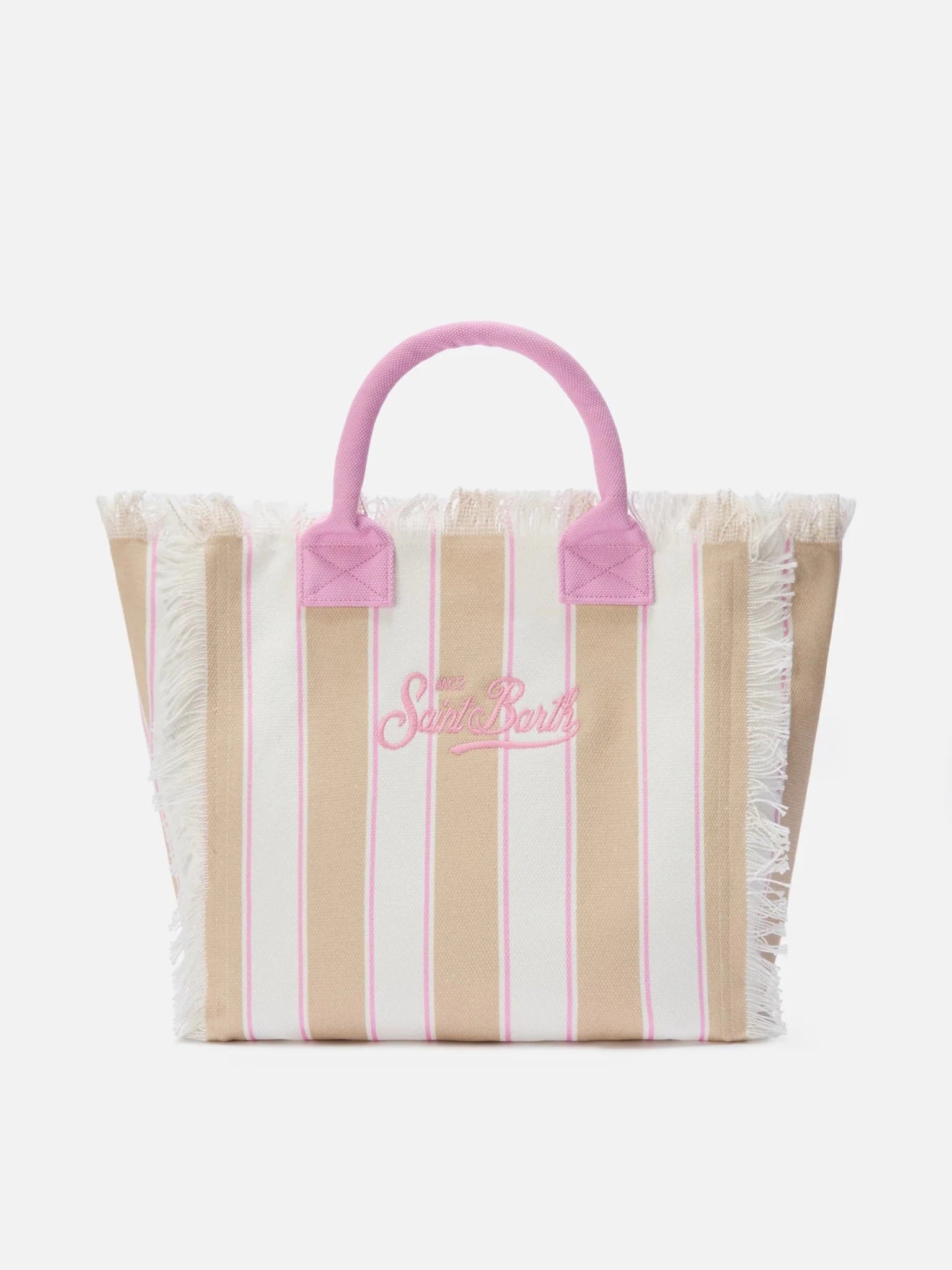 BORSA A RIGHE BEIGE BIANCO ROSA MC2 SAINT BARTH - Angel Luxury