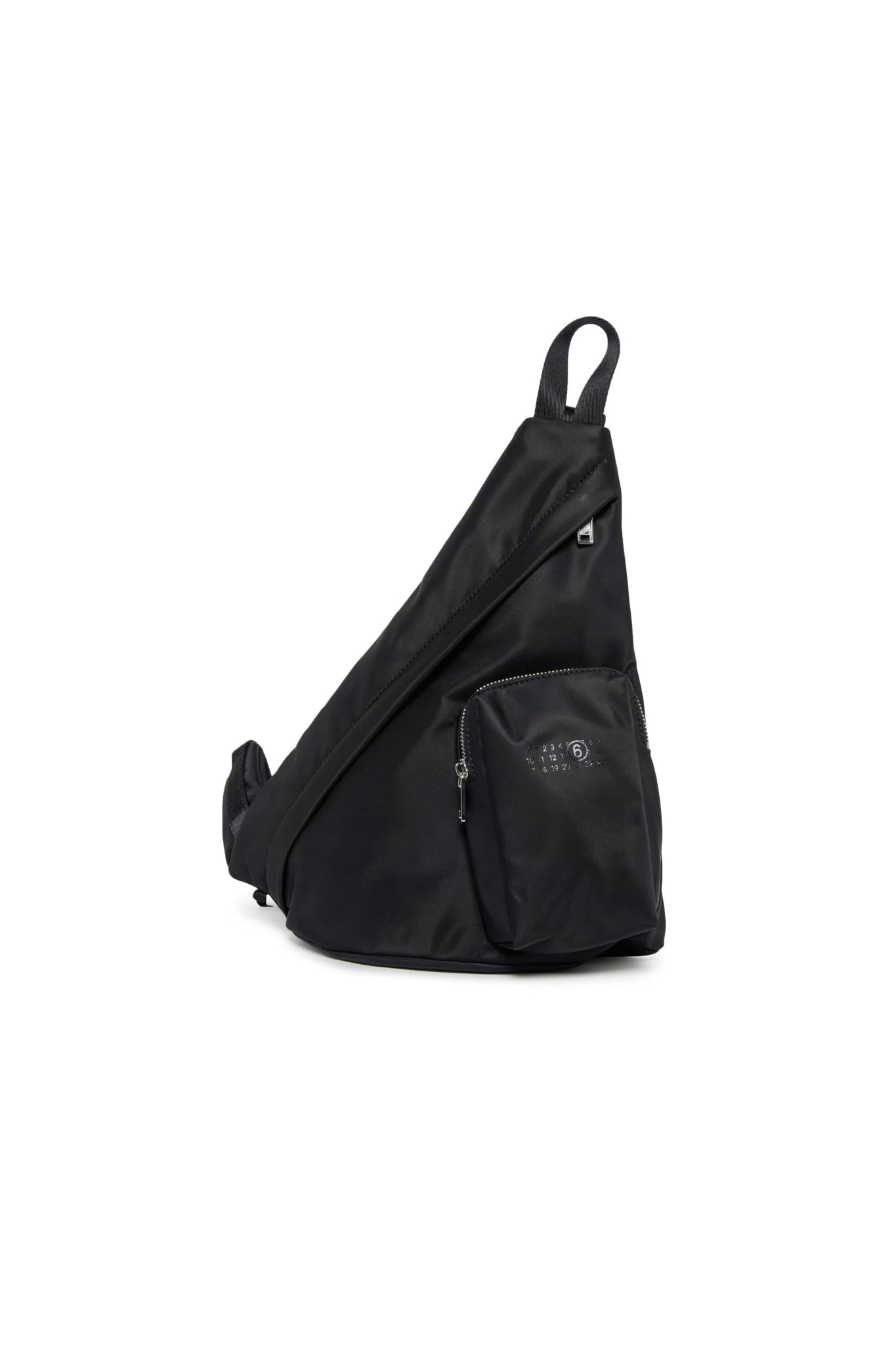 BORSA A TRACOLLA GIAPPONESE NERA CON LOGO NUMERICO MM6 - Angel Luxury
