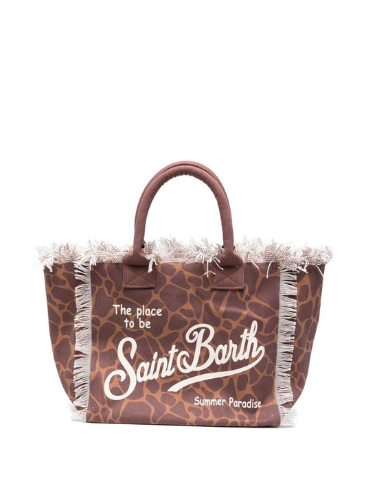 BORSA ANIMALIER CON LOGO BIANCO MC2 SAINT BARTH - Angel Luxury