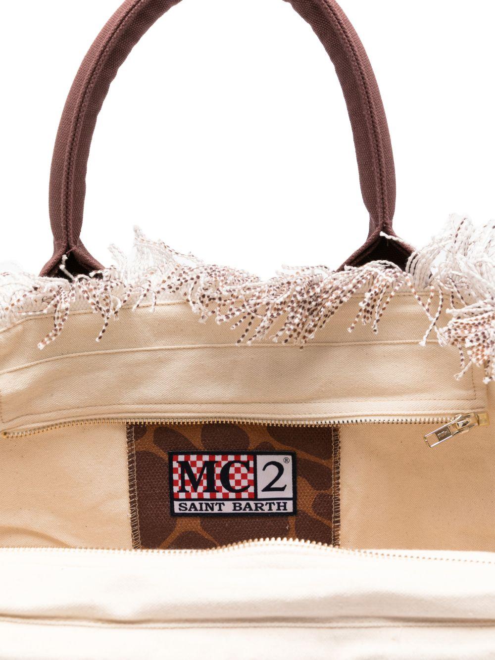 BORSA ANIMALIER CON LOGO BIANCO MC2 SAINT BARTH - Angel Luxury