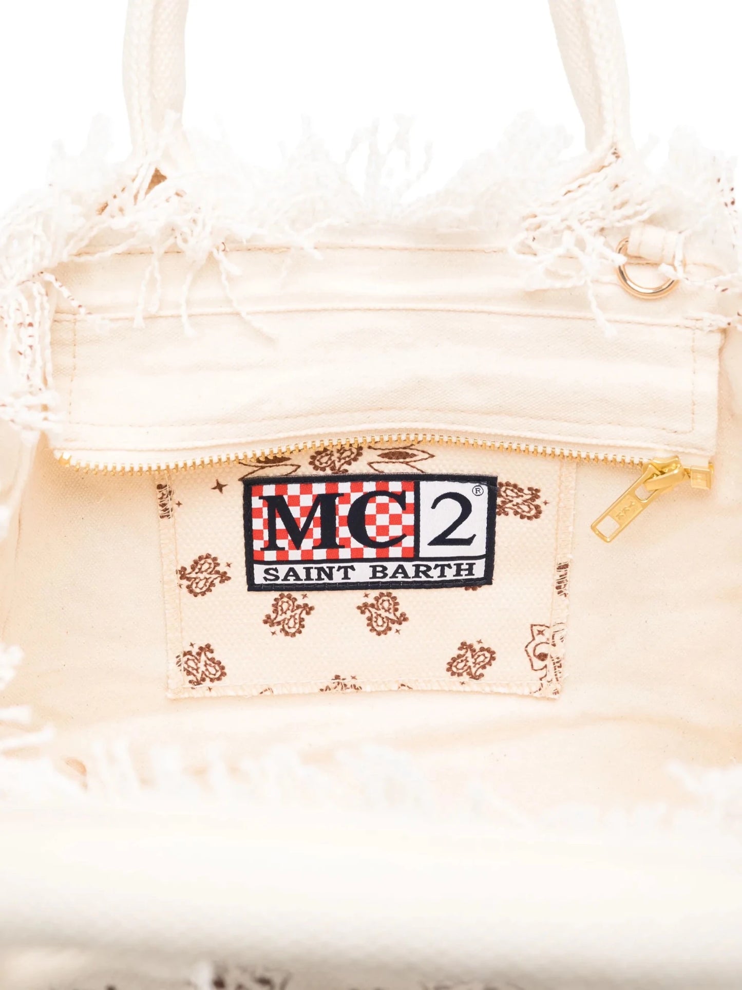 BORSA BEIGE CON STAMPA GRAFICA ALL - OVER MC2 SAINT BARTH - Angel Luxury